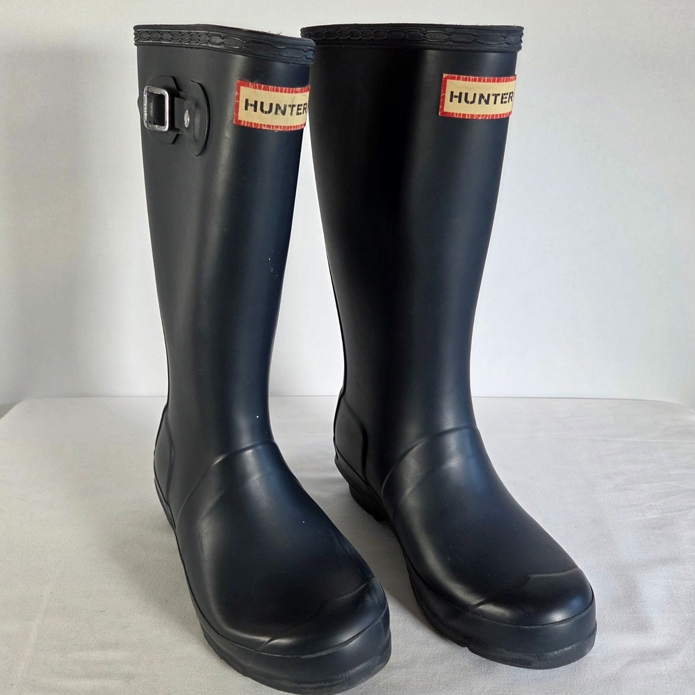 Hunter Kids Tall Rain Boots Navy Blue Matte Waterproof Size 3 UK 2 EU 34